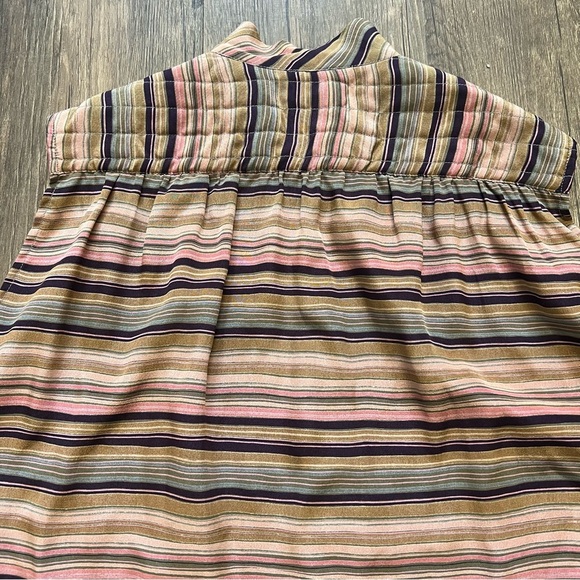 Bagarre 100% Silk Striped Sleeveless Buttoned Blouse Top belted Vtg Multicolor M - Picture 12 of 14
